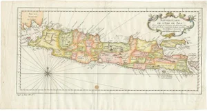 Antique Colourful Map of the Island of Java and Madura, 1760