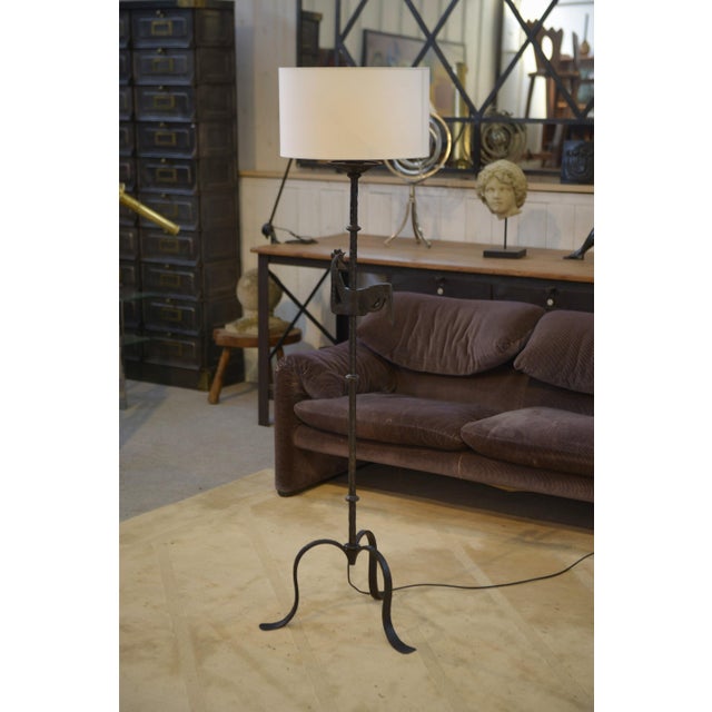 1950s Wrought Iron Floor Lamp in the style of the Marolles Workshops, 1950s For Sale - Image 5 of 10