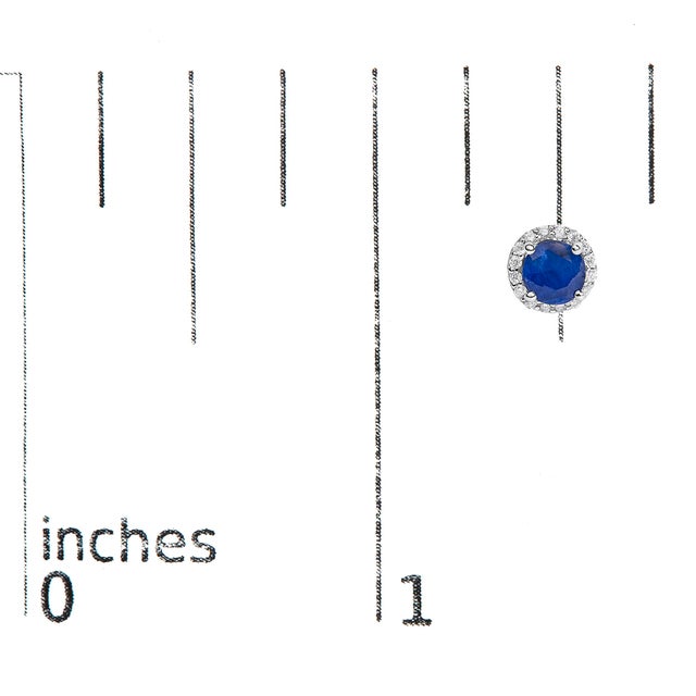 Early 21st Century 10K White Gold Blue Sapphire and 1/6 Cttw Diamond Halo Stud Earring For Sale - Image 5 of 5