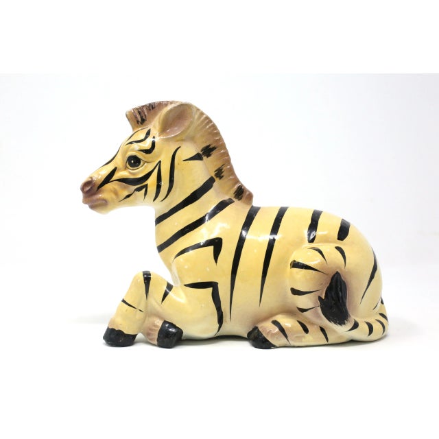 Vintage Hand-Painted Ceramic Zebra Figure For Sale - Image 9 of 9