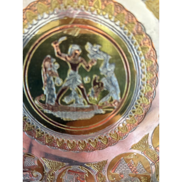 Vintage Egyptian Revival Mixed Metal Plate For Sale - Image 11 of 11