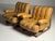 Set of 2 vintage armchairs / fauteuils ca. 1970-1980. On a hardwood base. Leather is slightly worn but not damaged...