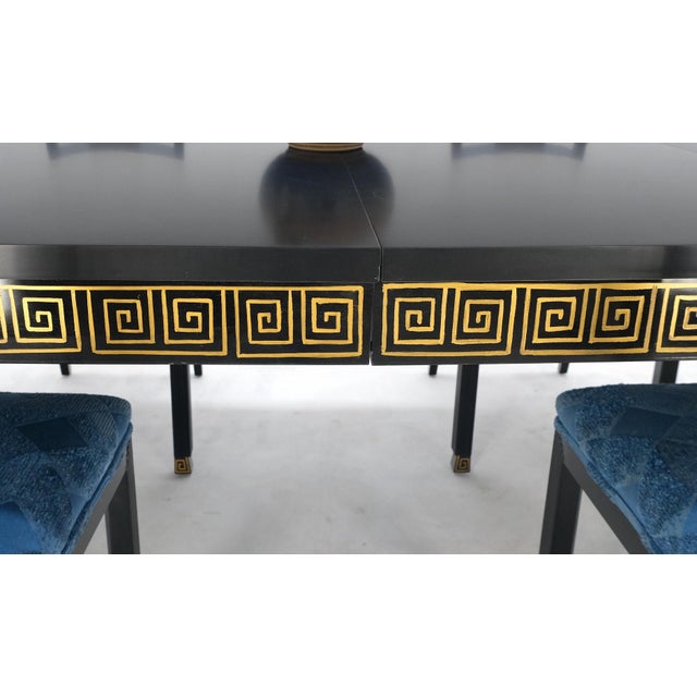 Black Lacquer Gold Ornament Decorated Dining Table & 6 Chairs For Sale - Image 12 of 12