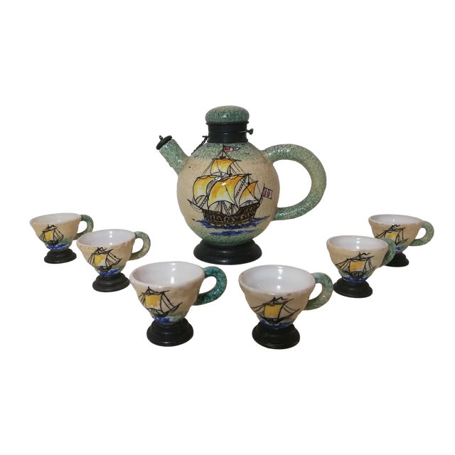 Rosolio Set from Casa Dellarte Albisola Capo, Italy, 1930s, Set of 7 For Sale