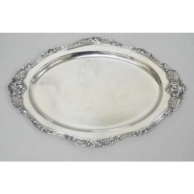 Vintage Baroque by Wallace 258 Victorian Silver Plated Oval Serving Platter Tray For Sale - Image 12 of 12