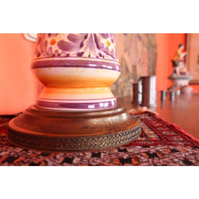 Hand-Painted Electric Table Lamp, Holland For Sale - Image 4 of 5