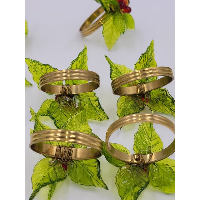 Late 20th Century Late 20th Century Holly Berry Beaded Holiday Napkin Rings - Set of 12 For Sale - Image 5 of 5