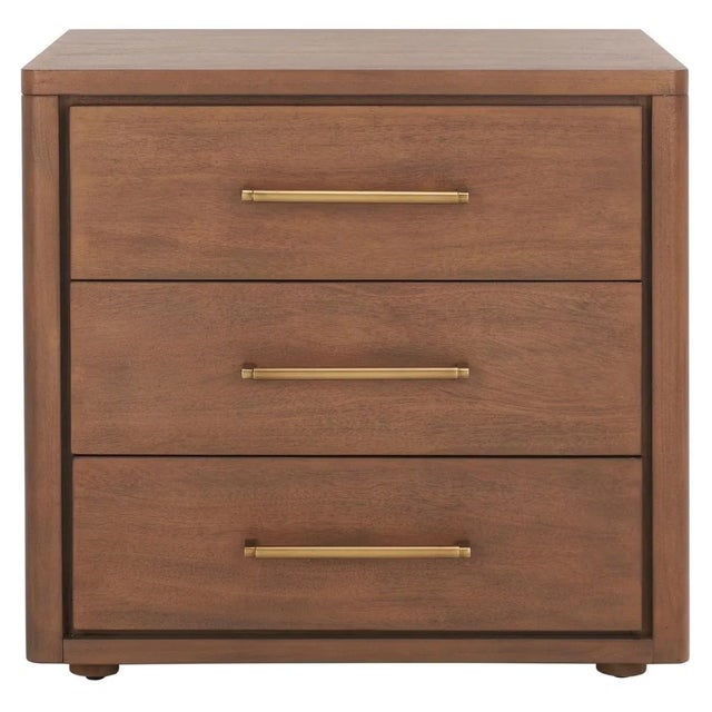 Rosey 3 Drawer Wood Nightstand - Brown For Sale - Image 11 of 11