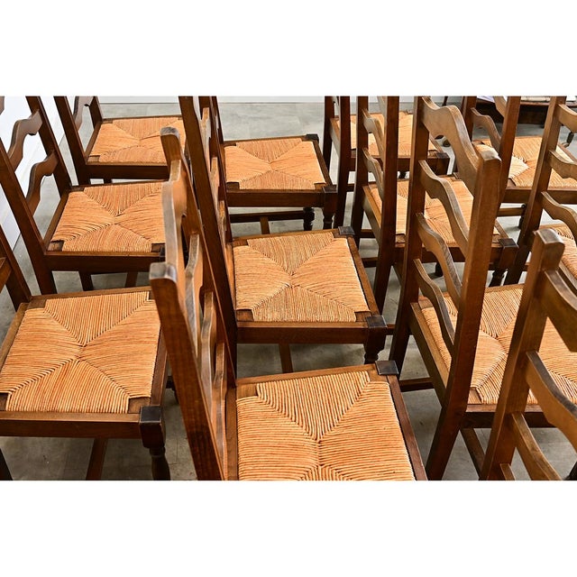19th Century Set of 14 Ladder Back and Rush Seat Dining Chairs For Sale - Image 15 of 18