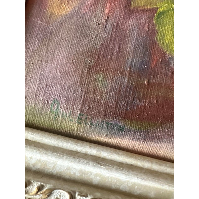 Mid-Century Floral Oil Painting of Roses | Ornate Whitewashed & Gilt Frame | Romantic Cottagecore Still LifeRoses For Sale - Image 10 of 10
