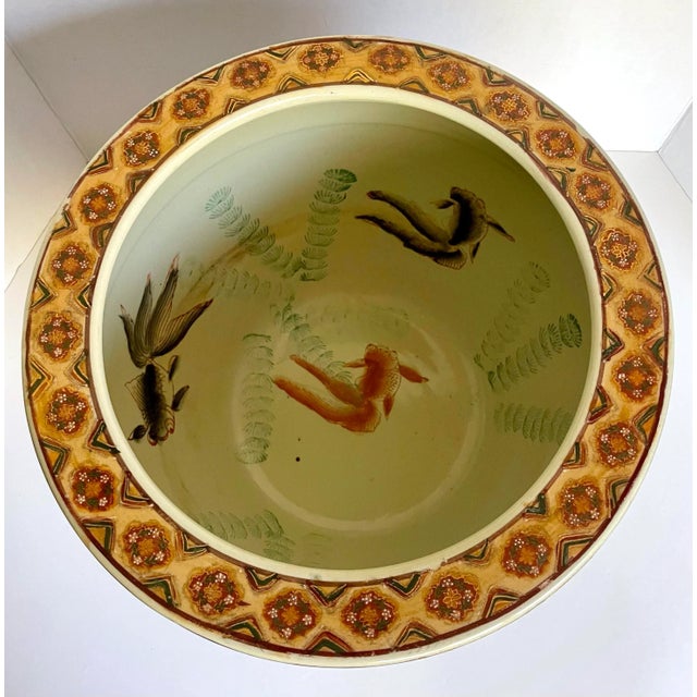Japanese Vintage Japanese Asian Satsuma Fishbowl Vase Pot For Sale - Image 3 of 13