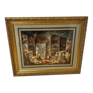 Vintage Framed and Matted Art Print Gallery of Views of Rome For Sale