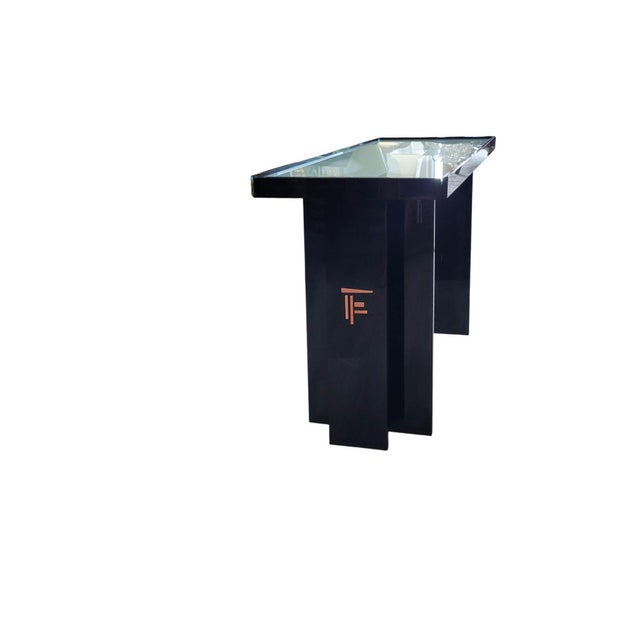 Glass Vintage Postmodern Architectural Black Acrylic Nightstands or End Tables, Pair For Sale - Image 7 of 11