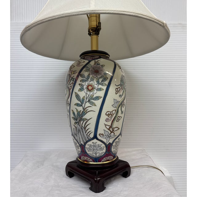 Ethan Allen Chinoiserie Ceramic Table Lamp For Sale - Image 11 of 12