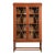Stickley Brothers Style Antique Arts & Crafts Carved Oak Bookcase Cabinet With Leaded Glass Doors, Circa 1900 For Sale