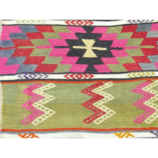 Mid 20th Century 70s Cute Vintage Runner Rug Turkish Kilim Runner For Sale - Image 9 of 11