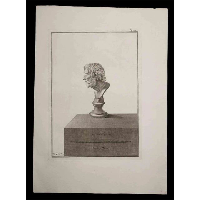 Ancient roman bust, from the series "antiquities of herculaneum", is an original etching on paper realized by nicola...