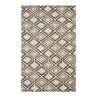 5x8 Gray Hand-Knotted Wool Layered Diamond Lattice Geometric Modern Carpet Rug For Sale