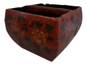 Chinese Painted Red Lacquer Grain Measure Container