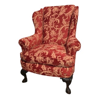 Wing-Backed Mahogany Chair, 1920 For Sale