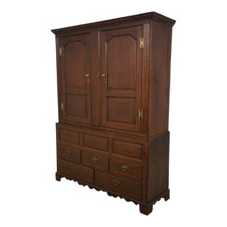 English 18th Century Antique Oak Linen Cabinet For Sale
