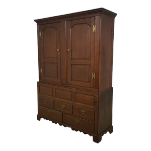 English 18th Century Antique Oak Linen Cabinet