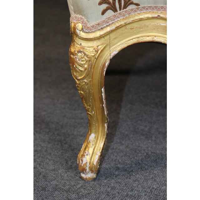 Pair 19th C French Louis XV Style Giltwood Wingback Chairs For Sale - Image 12 of 14