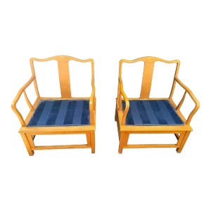 Late 20th Century Mid-Century Modern Drexel Heritage Chinoiserie Style Chairs - Set of 2