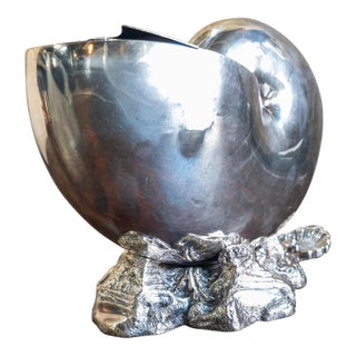 Early 20th Century English Sheffield Silverplate Nautilus Form Spoon Warmer For Sale