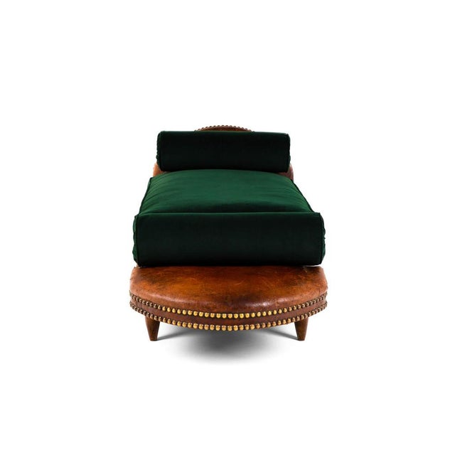 Leather and Brass Studded Daybed For Sale - Image 4 of 18