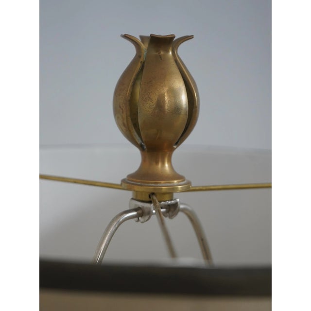 Steel & Brass Quality Floor Lamp W. Shade For Sale - Image 4 of 13