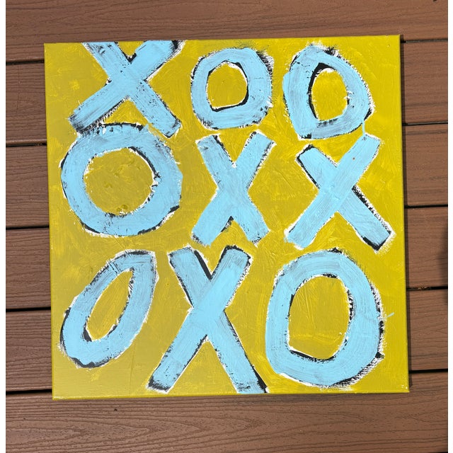 Bold, bright, playful and full of texture and dimension. X's and O's painting in acrylic on standard depth cannvas, 24 x...