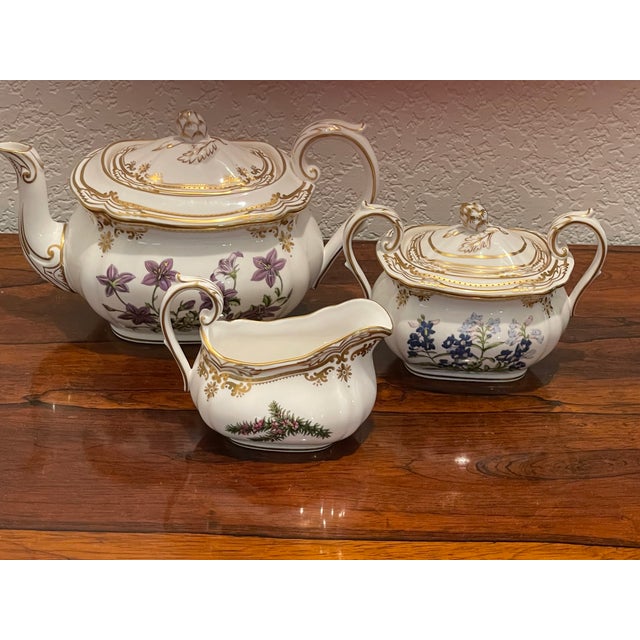 An exceptionally well-preserved vintage Spode Stafford Flowers tea service, purchased new in England during 1989 and...