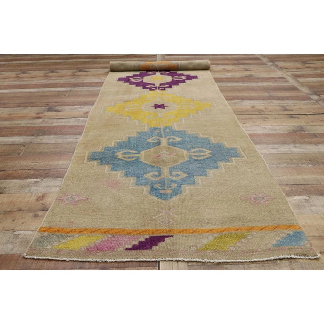 Tan Vintage Turkish Oushak Hallway Rug Runner - 03'05 x 13'03 For Sale - Image 8 of 10