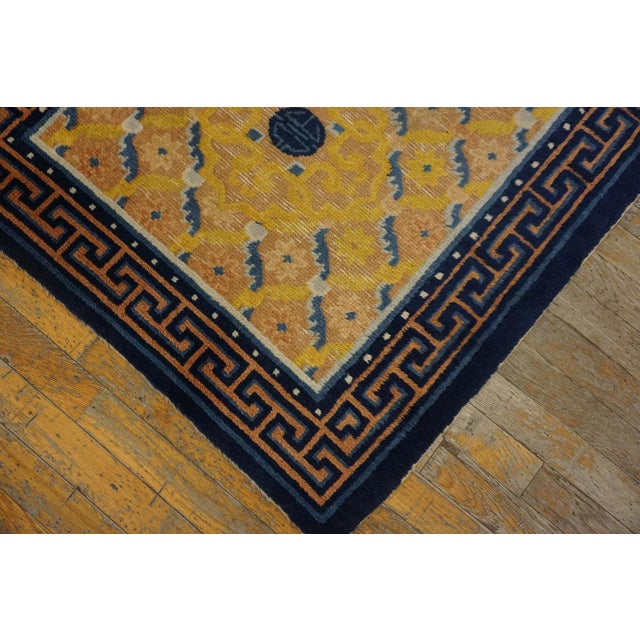 Small Artistic Yellow Antique Ningxia Chinese Hand Knotted Mid 19th Century Rug For Sale - Image 4 of 6