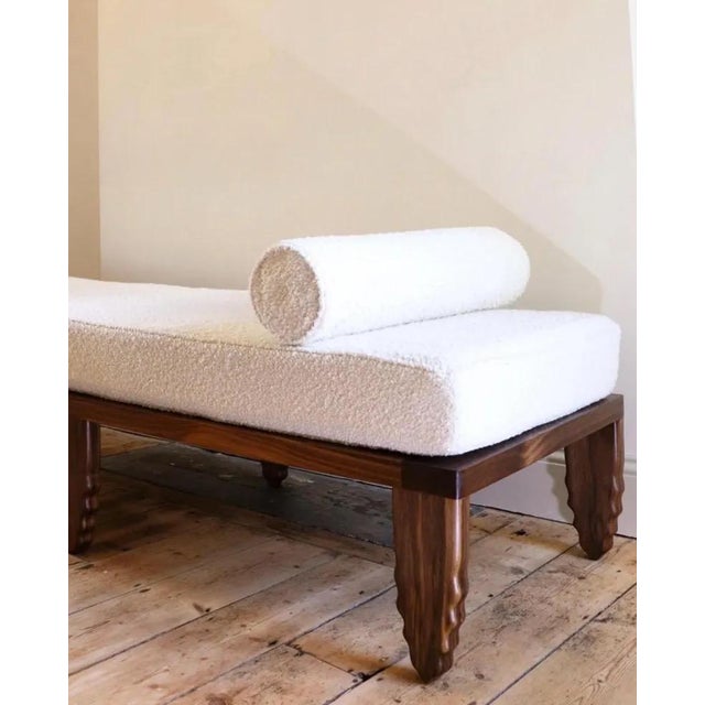 Contemporary Shark Daybed in Walnut and Cream Bouclé by Fosfeen For Sale - Image 3 of 5