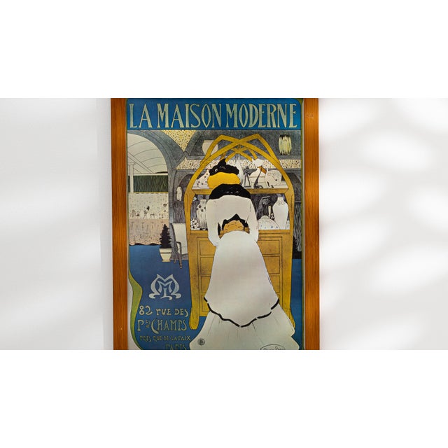 Blue Mid 20th Century France Modern Blue Wood Poster For Sale - Image 8 of 15