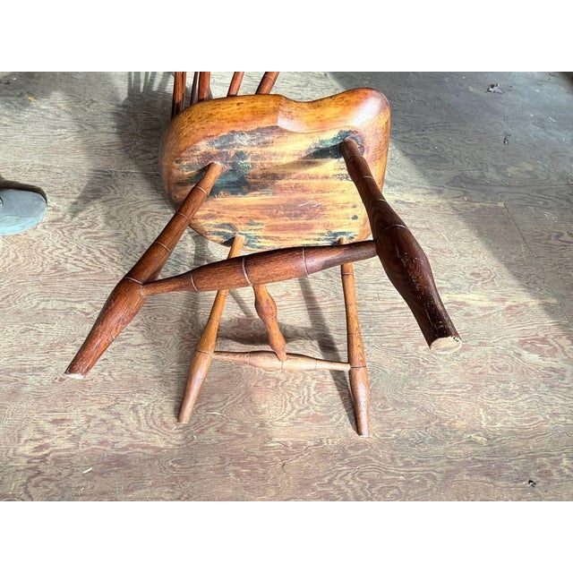 Antique 19th Century Windsor Spindle Back Plank Seat Armchair For Sale - Image 10 of 17