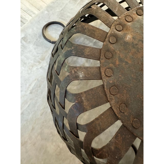 Farmhouse French Weaved Metal Basket For Sale - Image 3 of 7