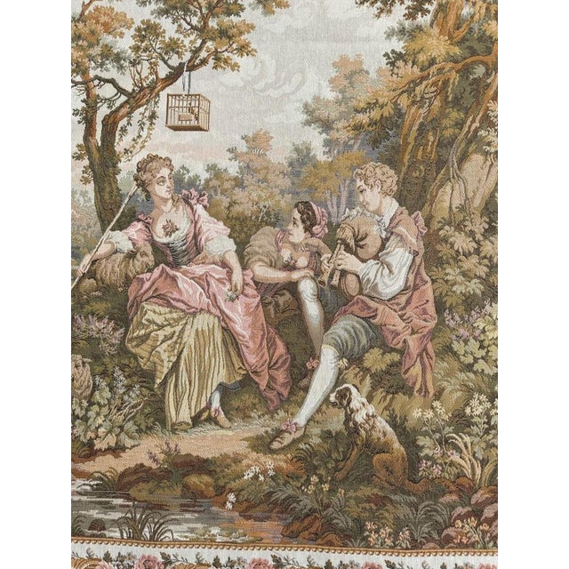 Exquisite French tapestry from the mid-20th century, featuring a beautiful design and nice colours, woven at Jules Pansu...