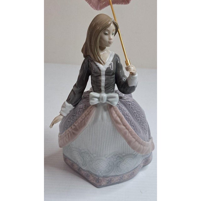 1980s Lladro 5211 Angela W/Umbrella Porcelain Figurine Retired 1983 Mint W/Box Signed For Sale - Image 5 of 10