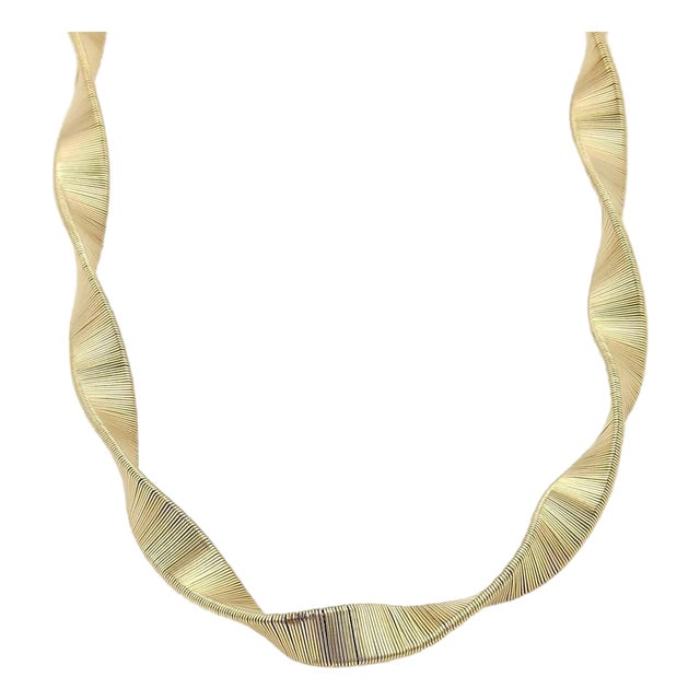 Mid 20th Century Wide Fancy Twisted 14k Yellow Gold Necklace For Sale