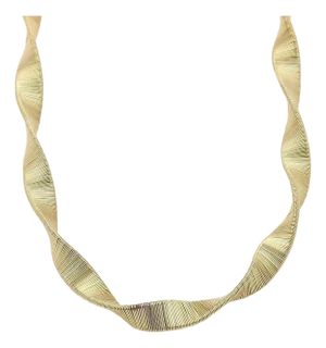 Mid 20th Century Wide Fancy Twisted 14k Yellow Gold Necklace