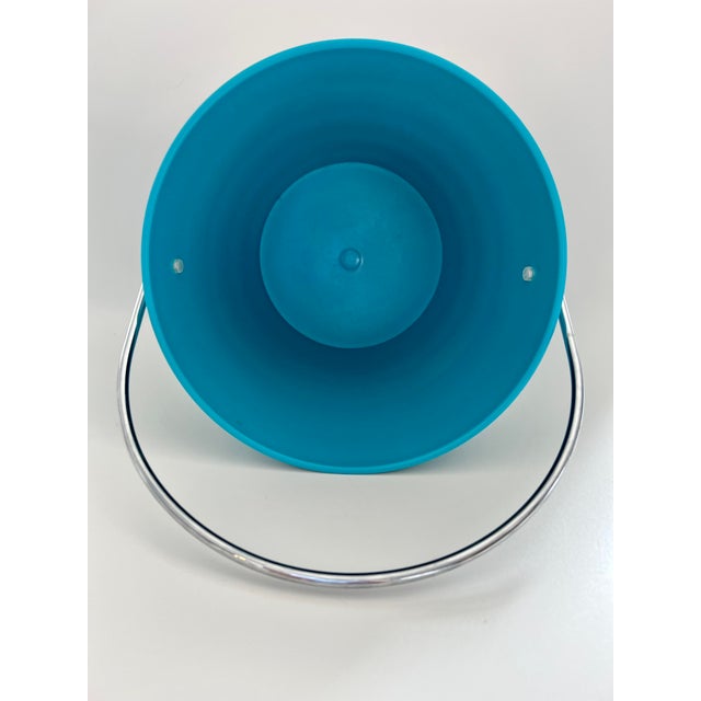 Vintage Larry Laslo for Towle Turquoise Blue Ice Bucket and Pitcher Set 80s Modern Memphis Barware - a Pair For Sale - Image 11 of 16