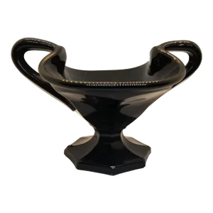 Vintage Vintage Black Amethyst Glass Footed Ruffled Dish Candy