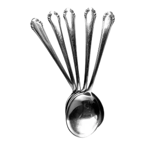 Vintage Gorham 1937 Silver Plate "Cavalier" Pattern Soup Spoons- Set of 5