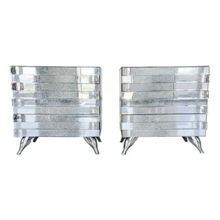 1980s Mirrored Chests of Drawers or Nightstands - A Pair For Sale