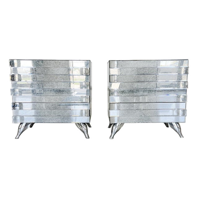 1980s Mirrored Chests of Drawers or Nightstands - A Pair For Sale