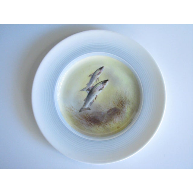 1930s Royal Doulton Hand Painted Freshwater Fish Dinner Plates Made in