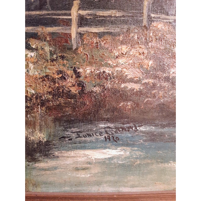 Green 1920 Oil Painting Dogs and Fox Hunt Scene Signed For Sale - Image 8 of 10